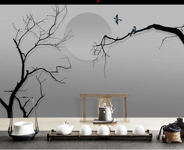 

wall covering custom wallpaper mural hand-painted abstract tree tv background wall decoration painting