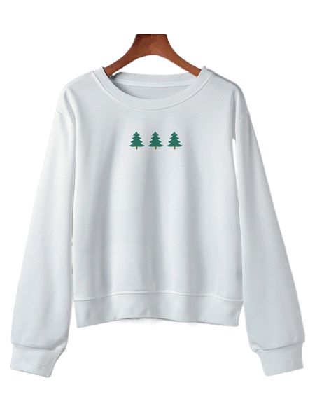 

christmas tree print sweatshirt j4va#, Black