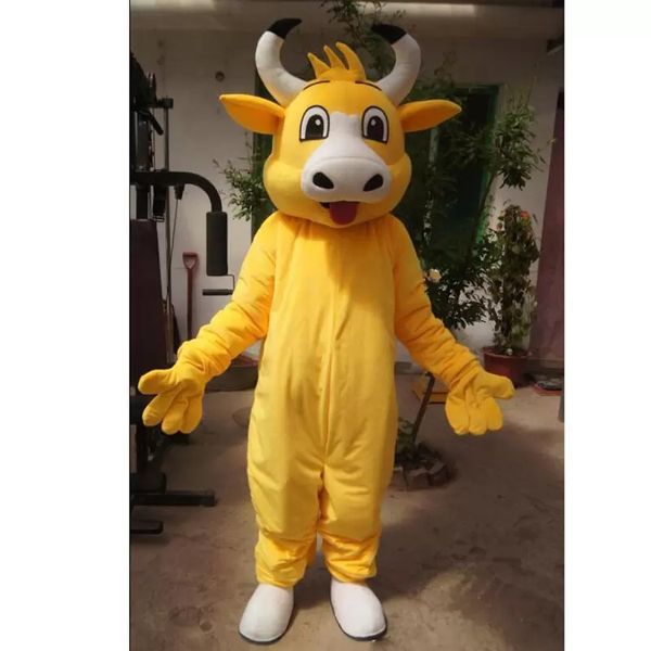 2022 Halloween Gelbe Kuh Maskottchen Kostüm Top Qualität Cartoon Tier Thema Charakter Karneval Unisex Erwachsene Größe Weihnachten Geburtstag Party Fancy Outfit