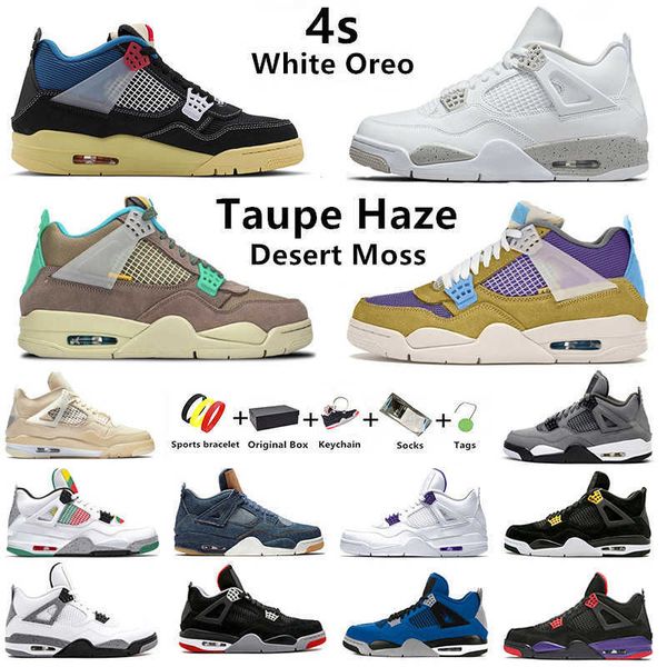 

desert moss jumpman 4s mens basketball shoes 4 white oreo taupe haze union x noir black cat men women trainer sports sneakers 36-47 with box