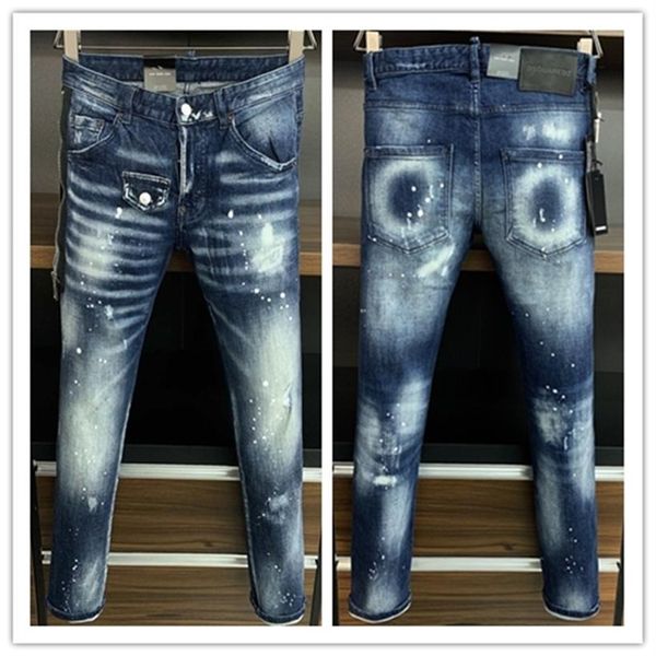 

new brand of fashionable european and american mens casual jeans highgrade washing pure hand grinding quality optimization la9718258a, Blue