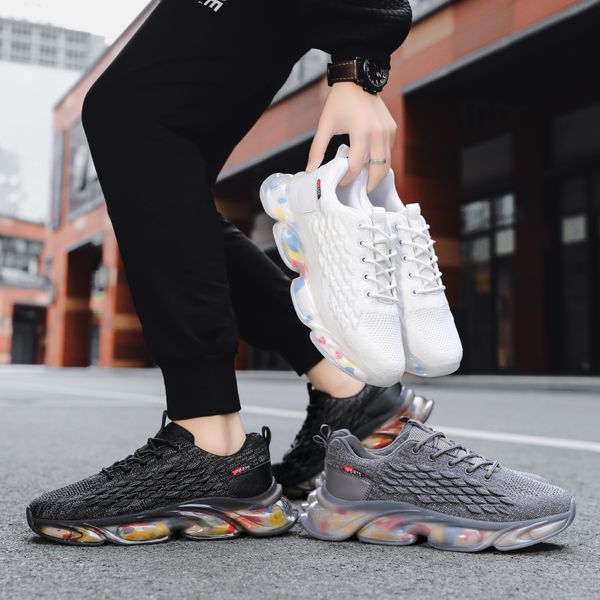 

running shoes lightweight male sneakers foam thicken bottom shoes mesh breathable sports shoes for men 2022 walking men shoe, Black;yellow