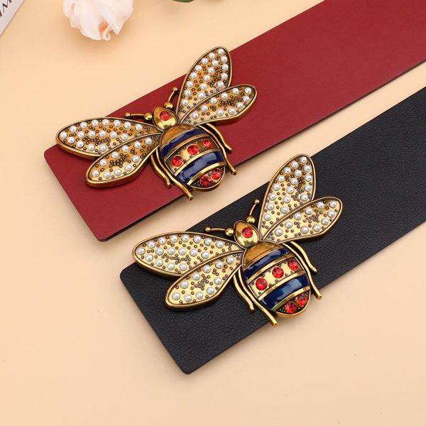 

2023belts luxury with bee big buckle womens designer genuine leather belt for women width 7 cmbelts, Black;brown