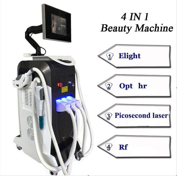

multifunctional opt 4 in 1 opt laser rf wrinkle ipl hr skin rejuvenation tattoo removal machine 640nm 530nm 480nm acne, Black