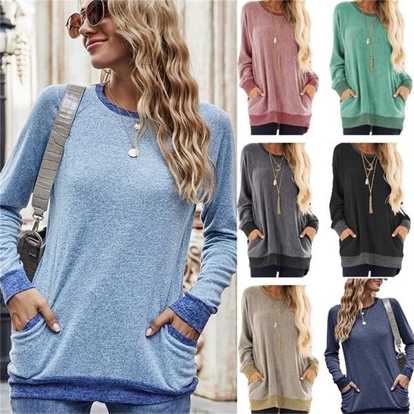 

women s t shirts plus size autumn solid long sleeve shirt casual tunic tees women clothing new sweatshirt 210317, White