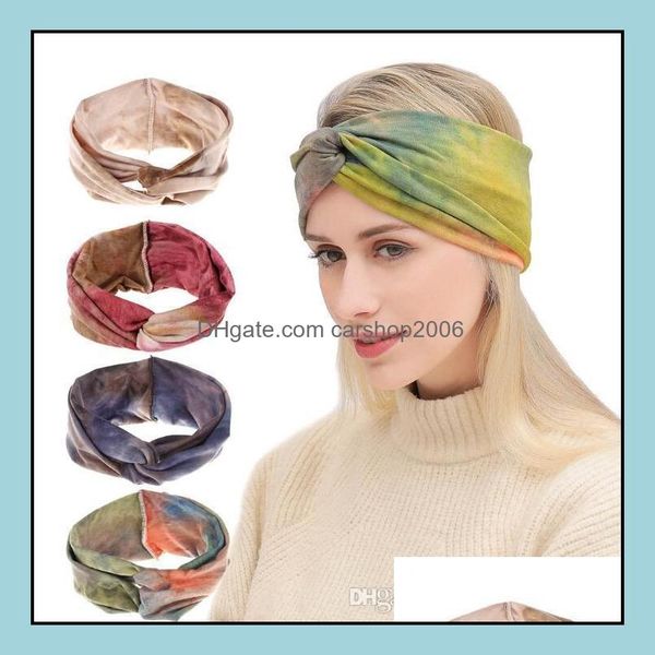 

headbands hair jewelry bohemian women fashion elastic headband cross wide casual sport accessories fine drop delivery 2021 rhwzs, Silver
