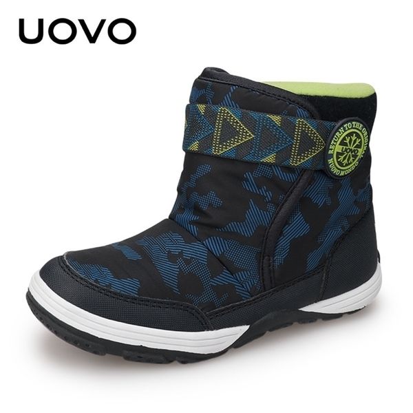 Uovo Winter Boots Kids теплые туфли бренда мода зимняя обувь мальчики и девочки снежные ботинки