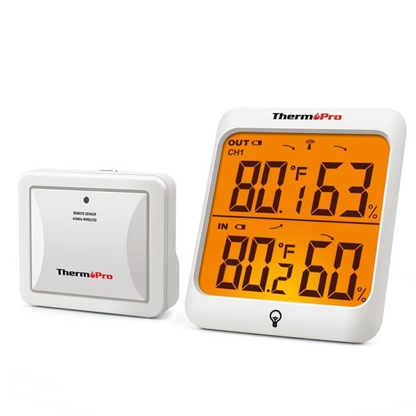 ThermoPro TP63C Hygrometer, Thermometer, Luftfeuchtigkeitsmesser, 60 m, kabelloses digitales Thermometer, Wetterstation mit Hintergrundbeleuchtung, 220531