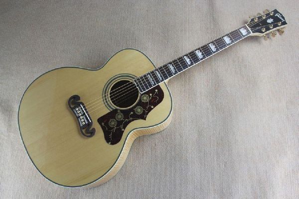 

shipping solid spruce back / side tiger stripes sj200 acoustic electric guitar