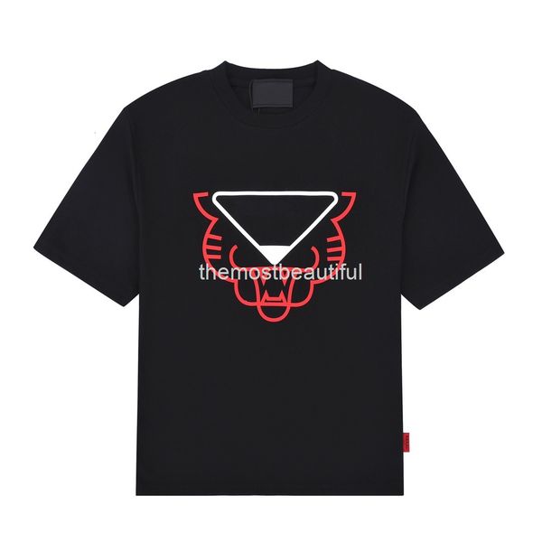 

men's t-shirts printed tiger triangle men's and women's t-shirt, White;black