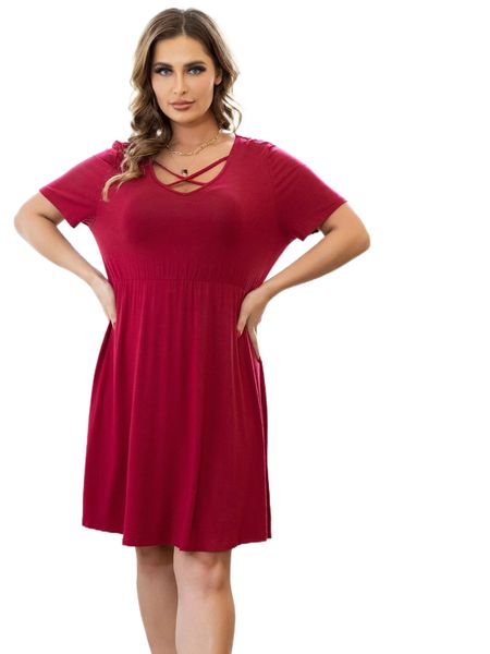 

aamilife plus criss cross solid dress t9qx#, Black