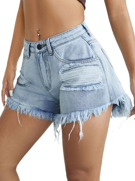 

ripped raw hem wide leg denim shorts 77aq#, White;black