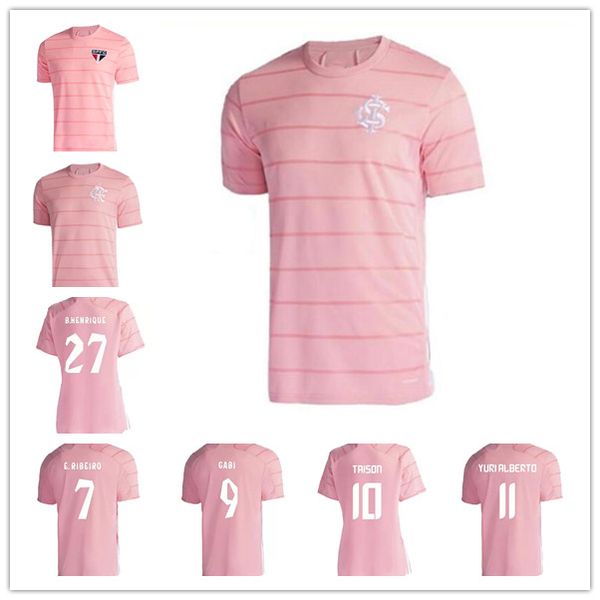 

camisa outubro rosa flamengo soccer jerseys men women 2021 22 sao paulo sc internacional pink special football shirts sci spfc mengo october, Black;yellow