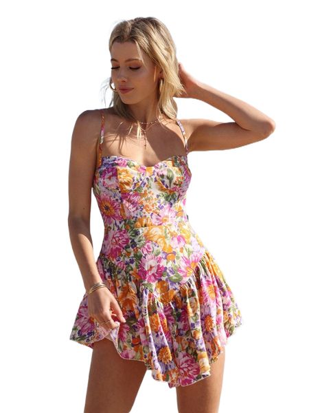 

allover floral print cami dress v0wc#, Black;gray