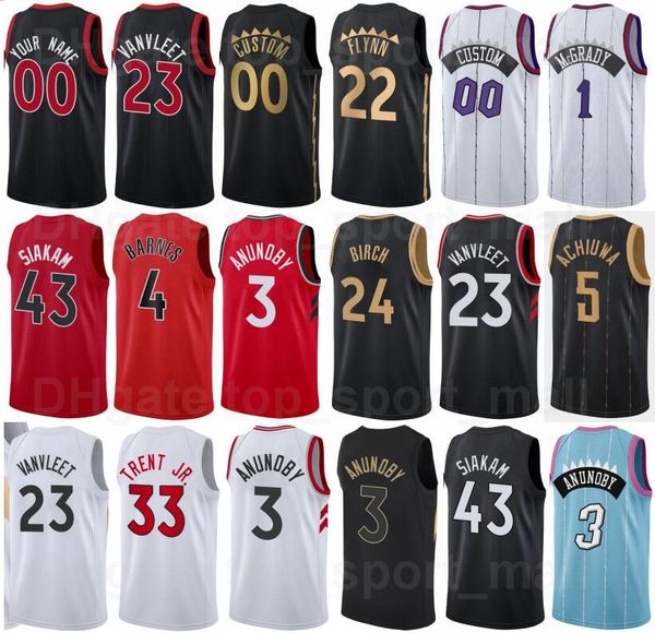 

screen print basketball pascal siakam jersey 43 og anunoby 3 fred vanvleet 23 scottie barnes 4 gary trent jr 33 precious achiuwa 5 chris, Black;red