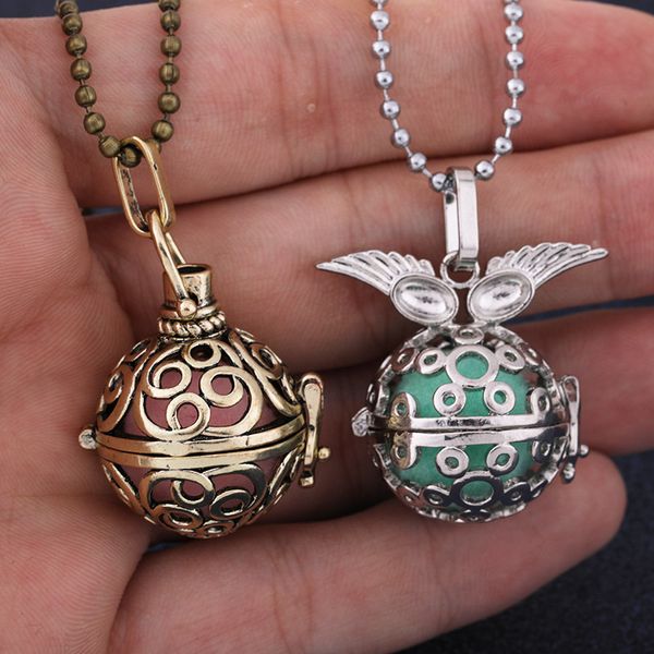

mexico chime music angel ball caller locket necklace vintage pregnancy necklace aromatherapy essential oil diffuser accessories, Silver