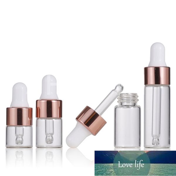 Bottiglie mini contagocce da 5 pezzi Bottiglie per aromaterapia con olio essenziale con tappo in oro rosa Bottiglie per pipette reagenti 1 ml 2 ml 3 ml 5 ml