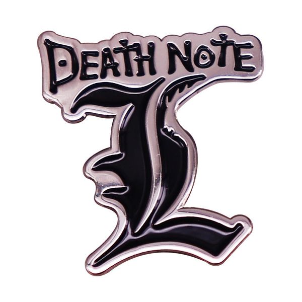 

anime death note l lawliet letter symbol metal enamel lapel badge brooch pin, Blue