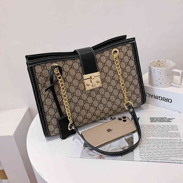 

fashion bag printed portable tote autumn single shoulder buckle chain armpit bag