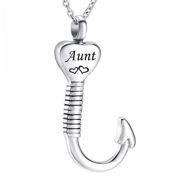 

urn cremation necklace heart pendant fish hook ash keepsake memorial urn necklace stainless steel waterproof cremation jewelry303z, Silver