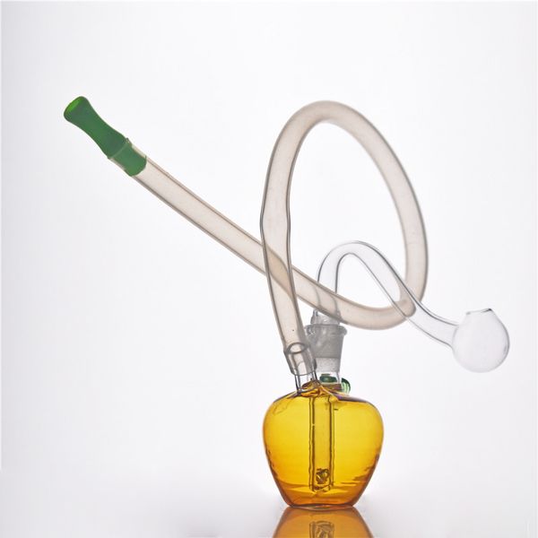 Mini tubo colorato creativo per bong in vetro stile mela creativo all'ingrosso con ciotola per olio da 10 mm e tubo in silicone