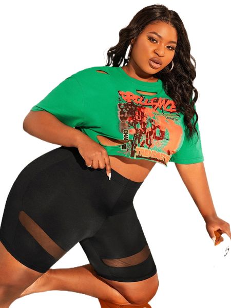 

sxy plus letter graphic ripped crop f2x5#, Black