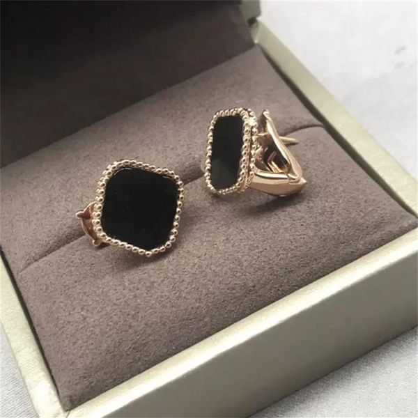 

womens earrings fashion stud earings clover stainless elegant for woman classic 13 color with box238t, Golden;silver