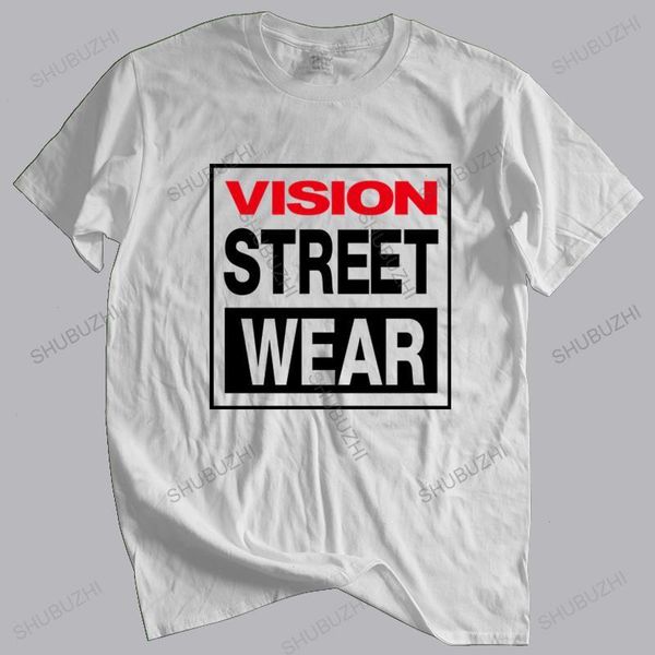 

summer t-shirt men brand teeshirt vintage skate vision street wear tee shirts retro mens euro size, White;black