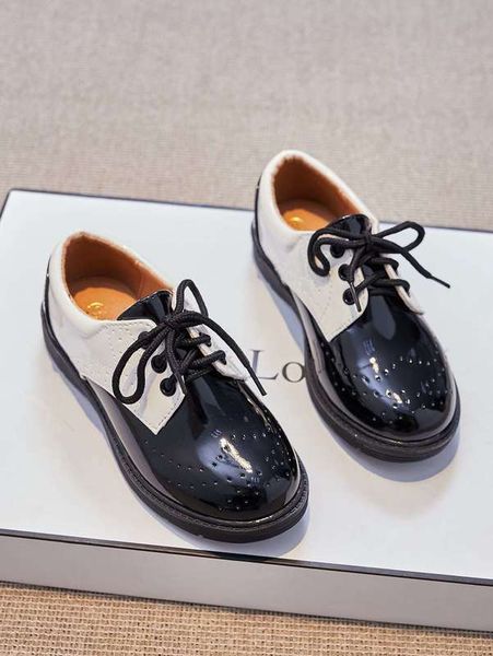 

boys two tone lace-up front flat oxfords she, Black;grey