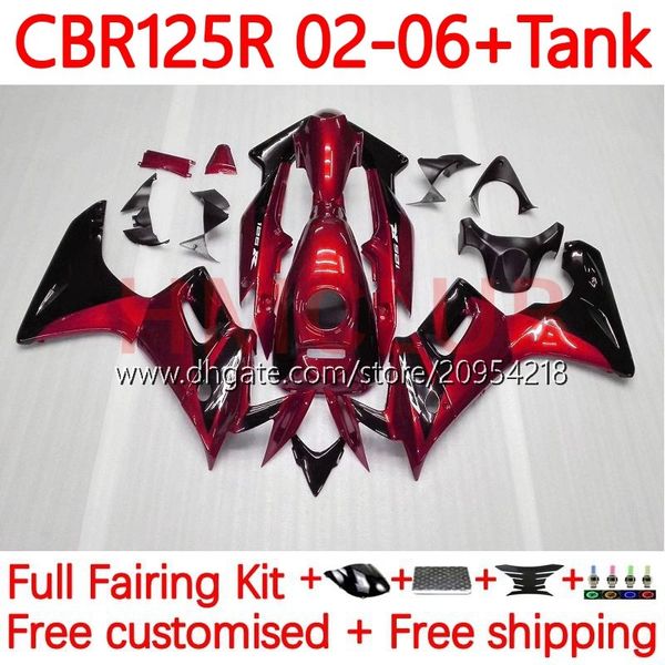 Corpo + coperchio del serbatoio per HONDA CBR-125R 125CC CBR125RR CBR 125 R CC 02-06 Carrozzeria 123No.8 CBR-125 CBR125R 02 03 04 05 06 CBR 125R 2002 2003 2004 2005 2006 Carenatura rosso vino