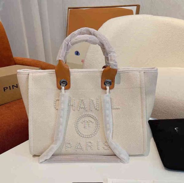 

beach luxury bags pearl embroidered evening bag designer brand ch canvas single shoulder portable shopping tote women handbags label backpac