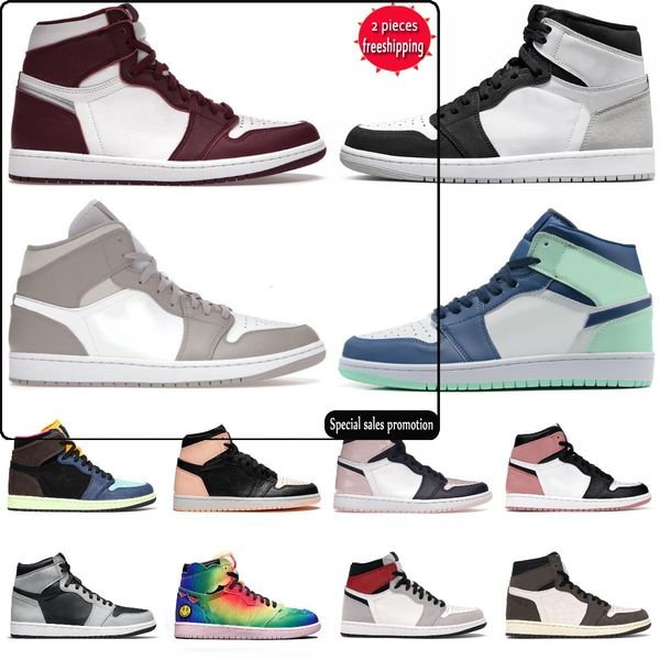 

2022 basketball shoes 1 1s university blue hyper royal bleached coral low mocha mystic navy patent bred banned bordeaux unc pink nb, Black