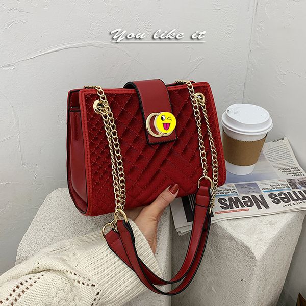 

r bags of 2022 net red fashion style suede rhombic chain one messenger