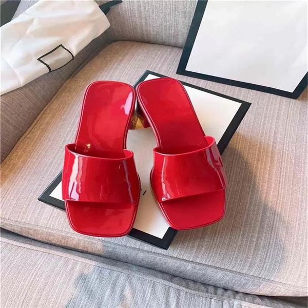 

2022 designer sandals fashion women beach thick bottom slippers platform alphabet lady sandals leather rubber fruit high heel slid241n, Black