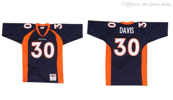 

stitched football jersey 30 terell davis 1998 mitchell & ness retro rugby jerseys, Black
