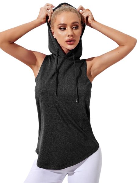 

drawstring hooded sports tank j2lu#, Gray
