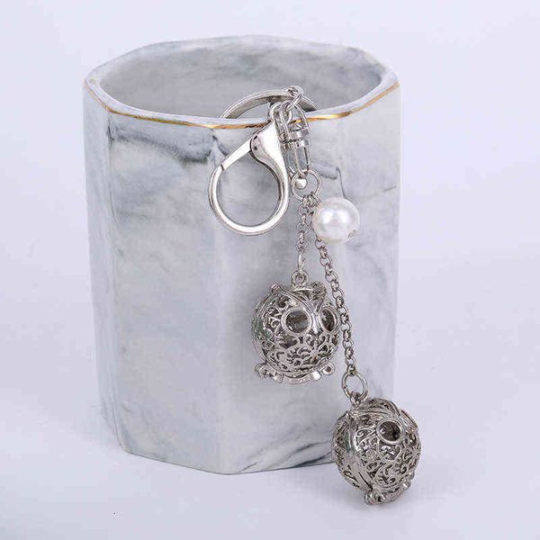 

out fashion hollowed owl shape key chain bag ring accories, Slivery;golden