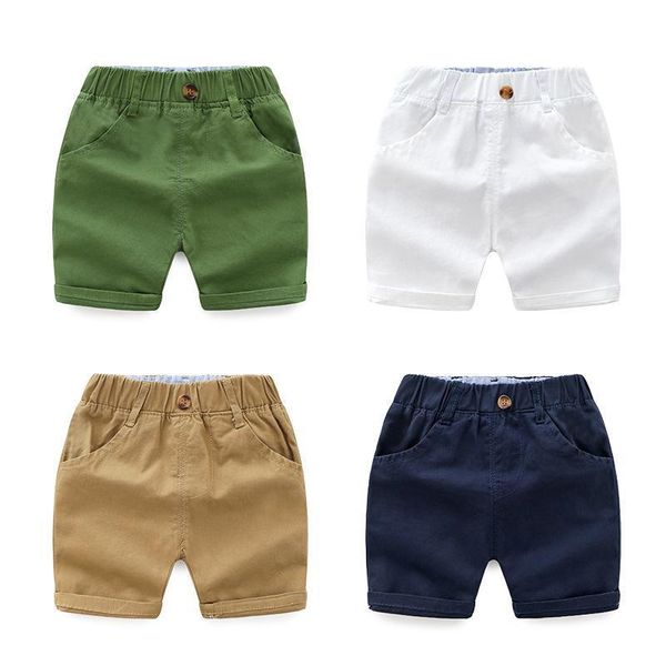 

baby boys clothes summer kids short style pants cool boy casual outwear elastic soft khaki shorts cotton pure color shorts 220707, Black