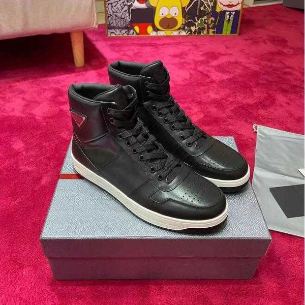 

downtown high-trainers casual shoes men sporty leather district red label tongue rubber sneakers fabric discount footwear outdoor sports, Black