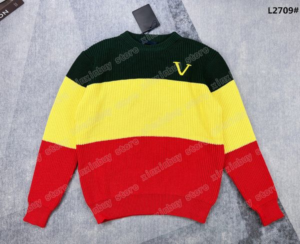 

22ss mens designers sweaters luxury men womens plaid stripe letter embroidery man paris fashion tees street long sleeve luxurys xs-l, White;black