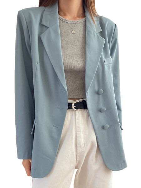 

dazy lapel neck double breasted blazer s0vp#, White