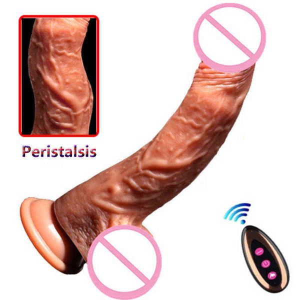 Nxy Dildos Dongs Silikon Penis Drahtlose Fernbedienung Vibrator Peristaltikdildo Realistische Vibration G-Punkt Masturbator Erwachsene Sexspielzeug für Frau 220511