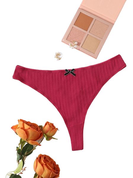 

plus bow front panty h4t7#, Black;white