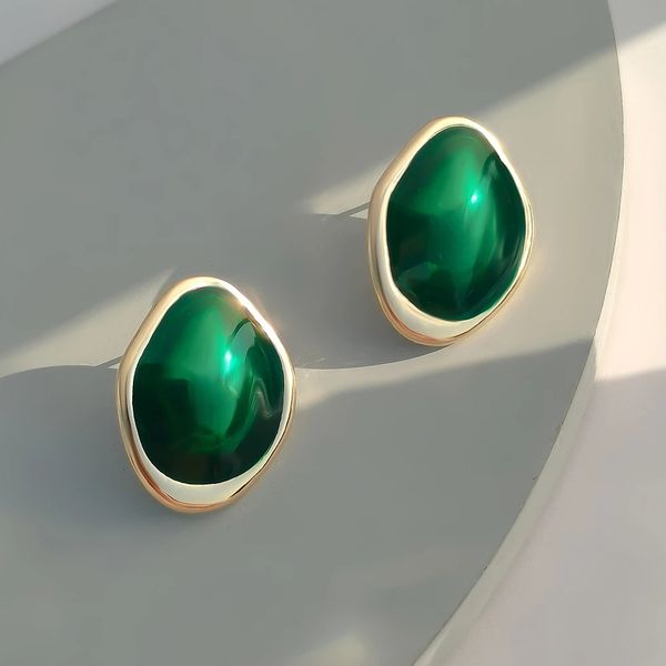 

y2k colorful elegant small stud earrings for women trendy green/red/white ladies wedding earrings fashion jewelry girl gift, Golden;silver