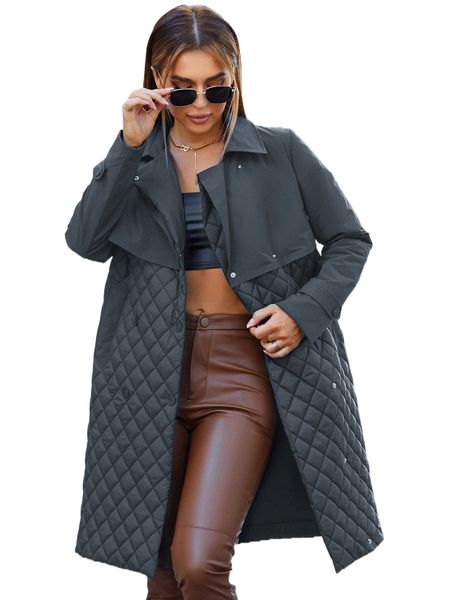 

miegofce snap button up quilted coat f1cv#, Black