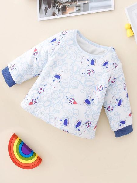 

baby cartoon snowman print pullover she, Black