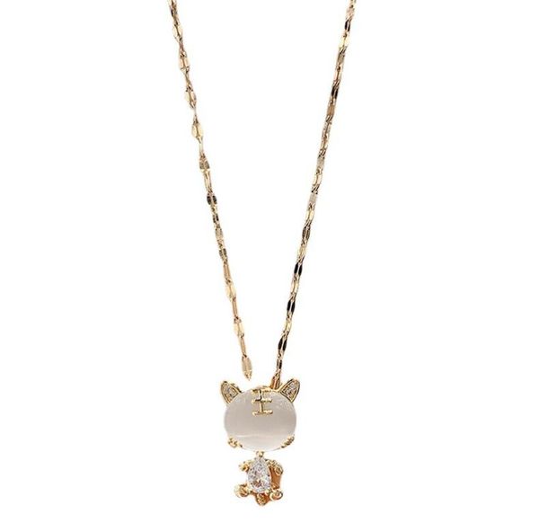 Collana con ciondolo tigre in cristallo opale Gioielli con animali Collana in acciaio al titanio 14K placcato oro Collane con clavicola non sbiadite per le donne dei bambini grandi