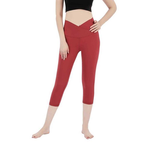 

fashion waist cropped yoga pants women sports leggings fitness gym running tight athletic gym gitness clothes261u, White;red