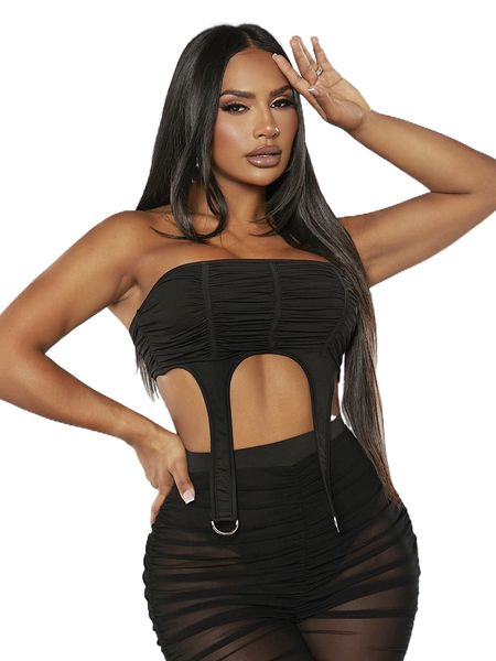 

sxy ruched crop garter tube k5i9#, White