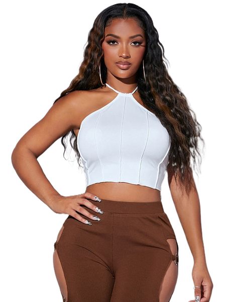 

sxy solid crop halter 09rf#, White